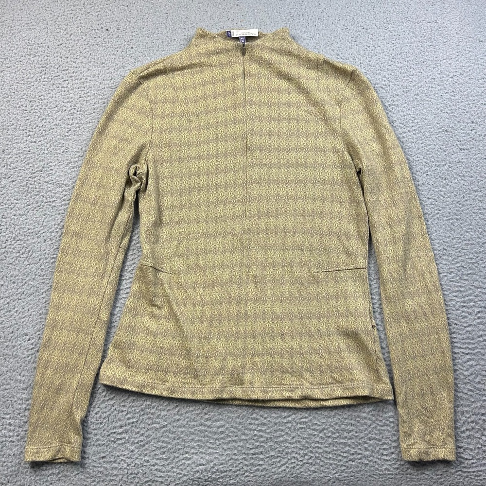 Ibex Pullover Womens Yellow Gold Geometric Merino Wool Base Layer 1/2 Zip XL